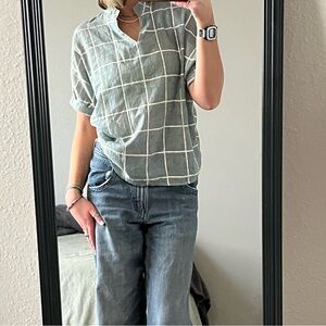 Casual Grid Pattern Top